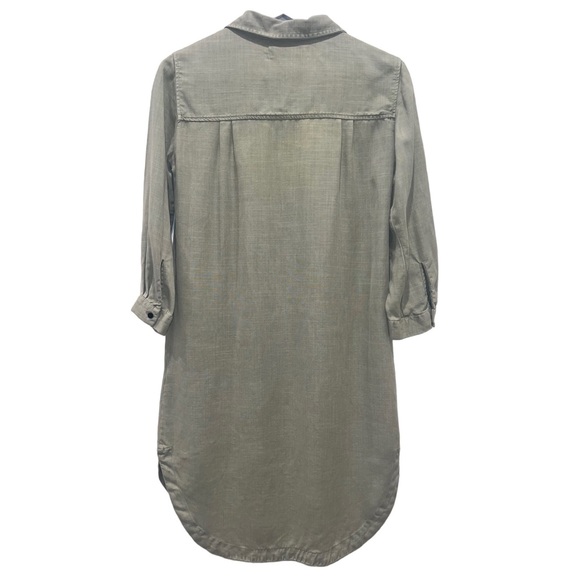 Zara Military Army Green  Tencel Chambray 3/4 Sleeve Button Down Beach Tunic 💜 - Picture 6 of 12